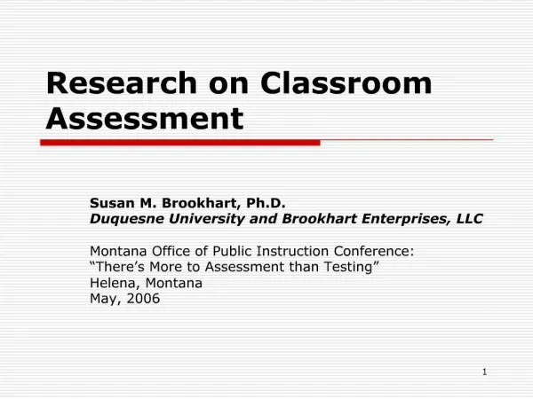 Research on Classroom Assessment