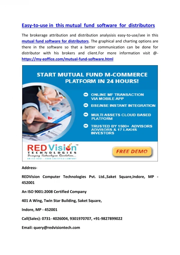 Easy-to-use in this mutual fund software for distributors