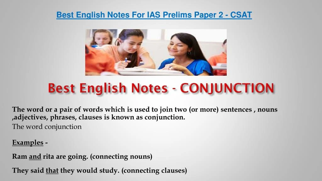 best english notes conjunction