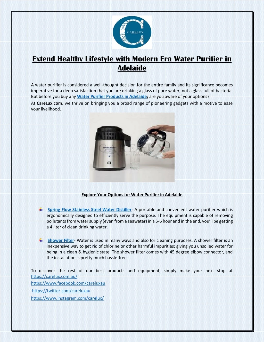 extend healthy lifestyle with modern era water