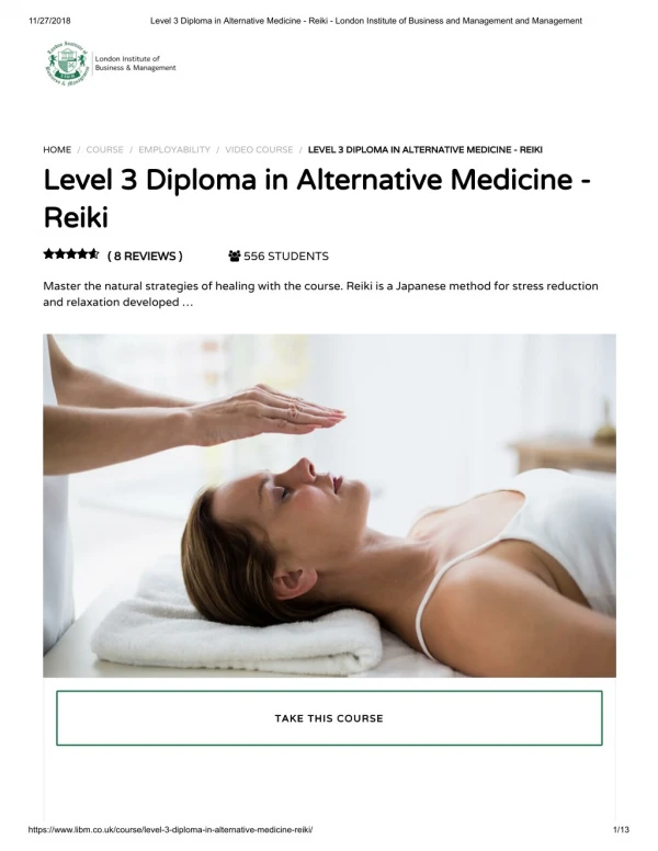Level 3 Diploma in Alternative Medicine - LIBM