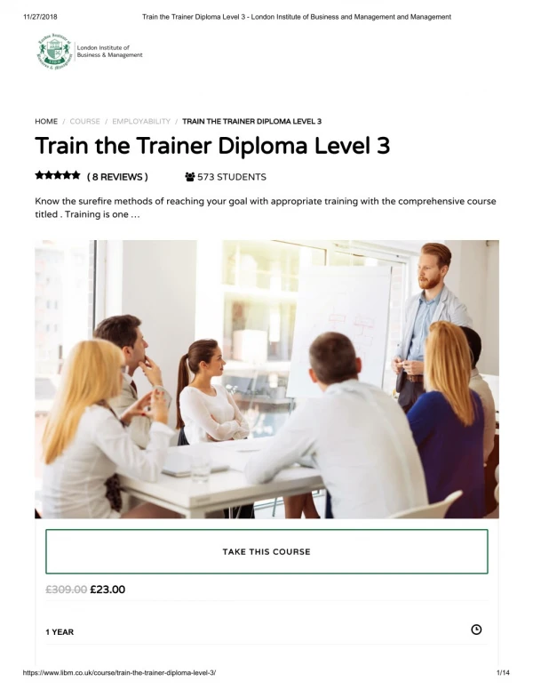Train the Trainer Diploma Level 3 - LIBM