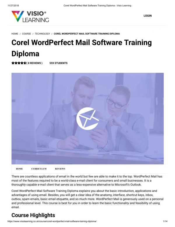Corel WordPerfect Mail Software Training Diploma - Visio Learning