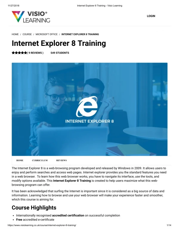 Internet Explorer 8 Training - Visio Learning
