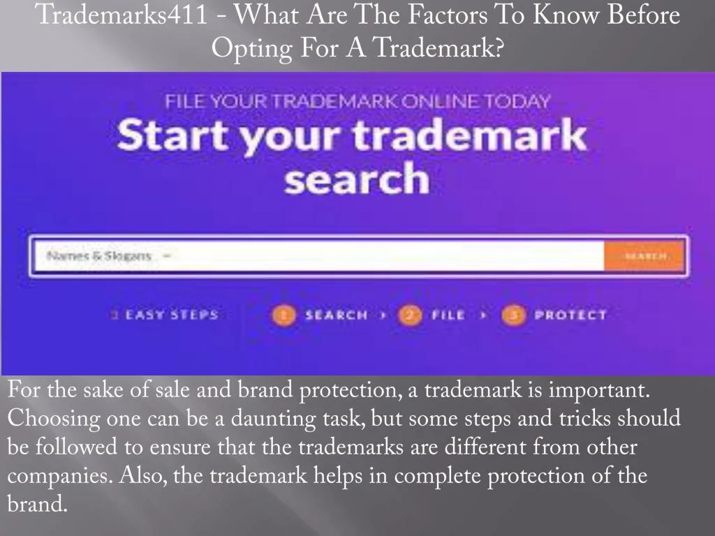 trademarks411 what are the factors to know before