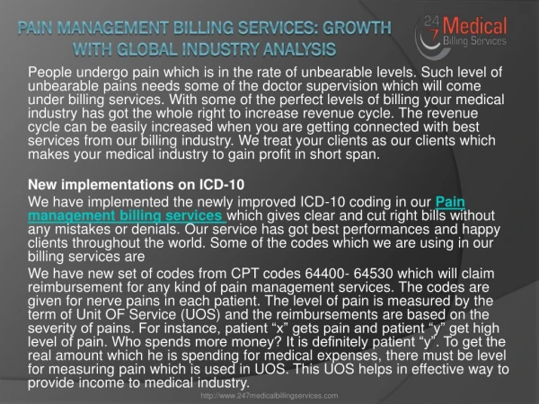 Pain Management Billing Services: Growth with Global Industry Analysis