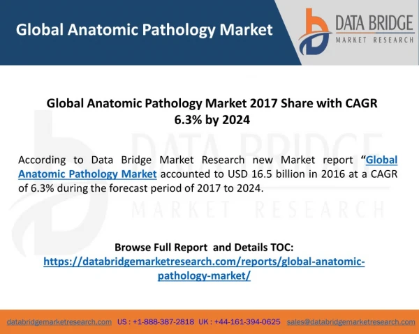 Global Anatomic Pathology Market Is Poised To Grow At 6.3% Till 2024