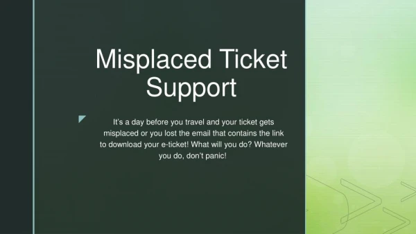 Misplaced Ticket Support