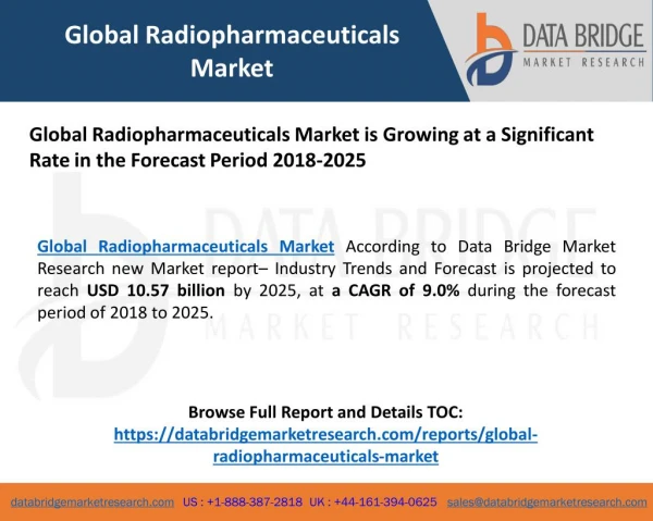 Global Radiopharmaceuticals Market is Growing at a Significant Rate in the Forecast Period 2018-2025