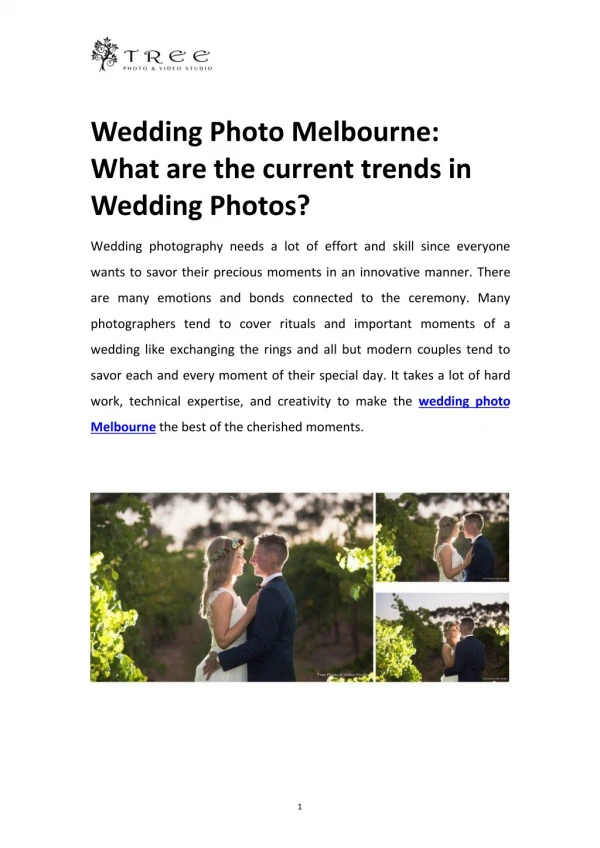 Wedding Photo Melbourne: What are the current trends in Wedding Photos?