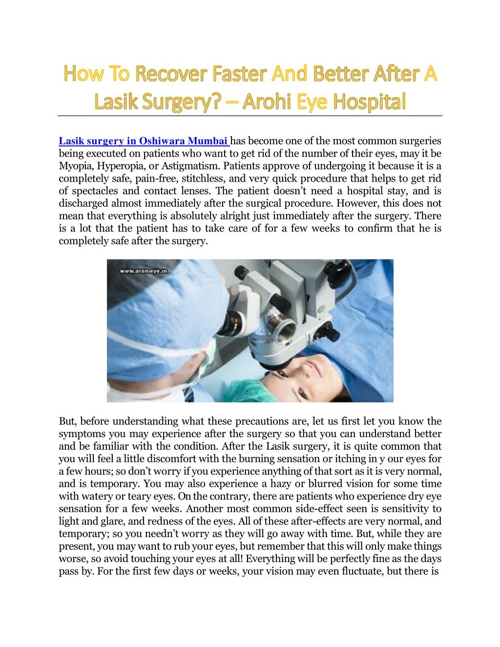 lasik surgery in oshiwara mumbai has become