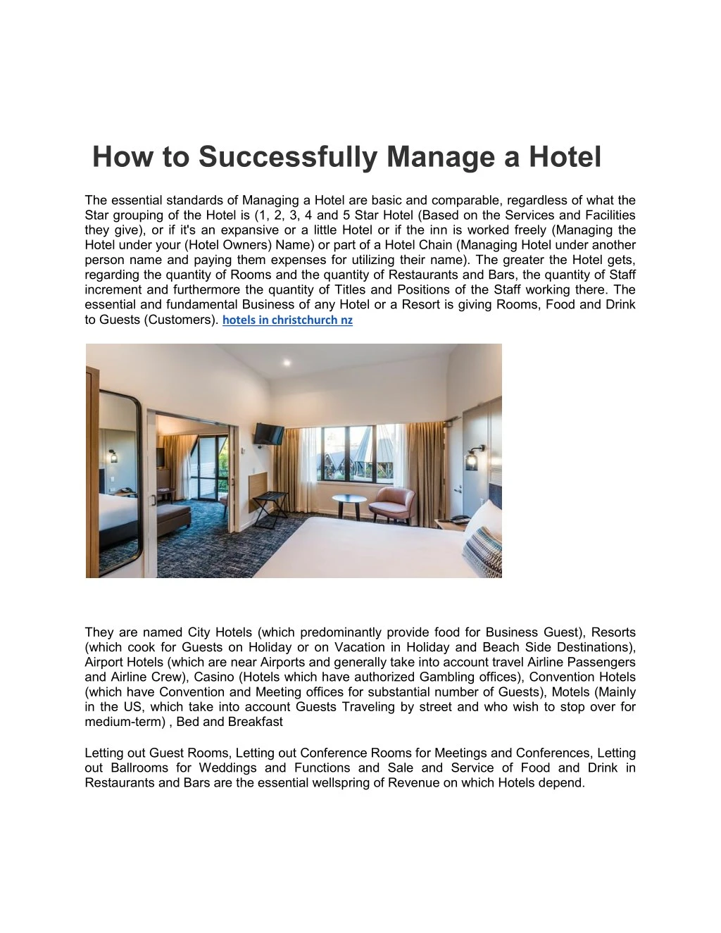 how to successfully manage a hotel