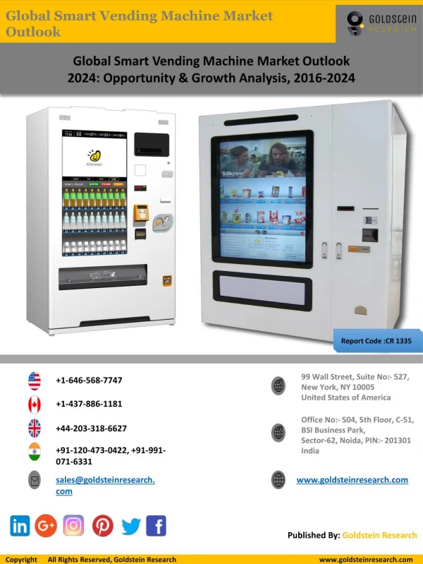 Global Smart Vending Machine Market Outlook 2024: Opportunity & Growth Analysis, 2016-2024