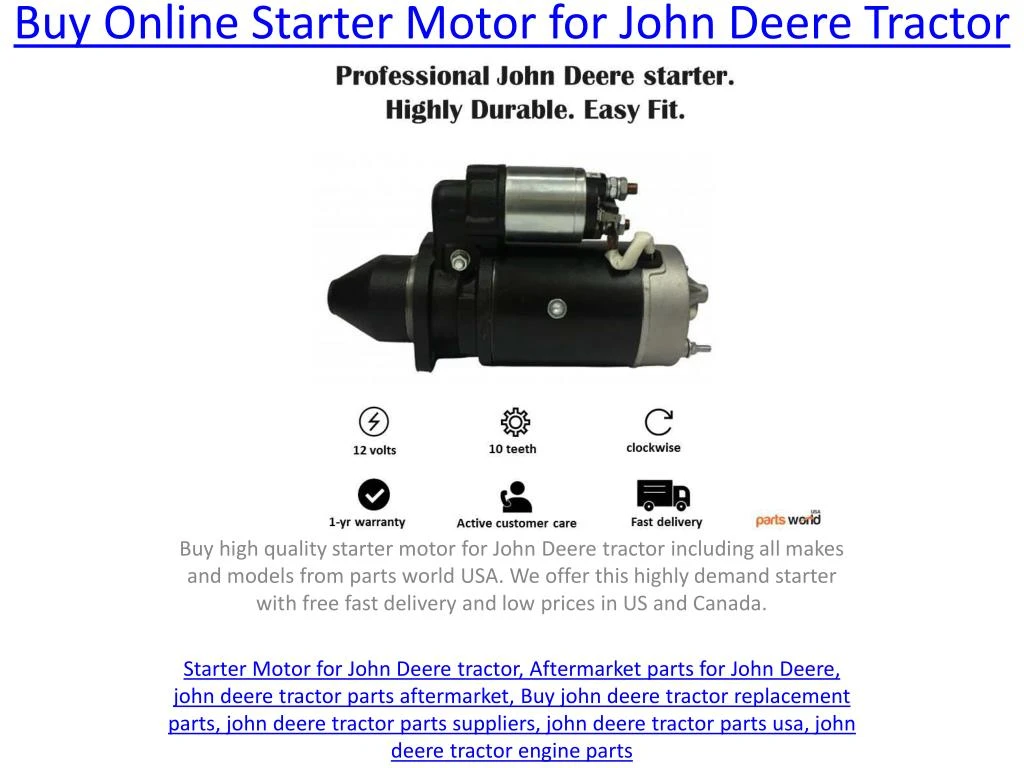 buy online starter motor for john deere tractor