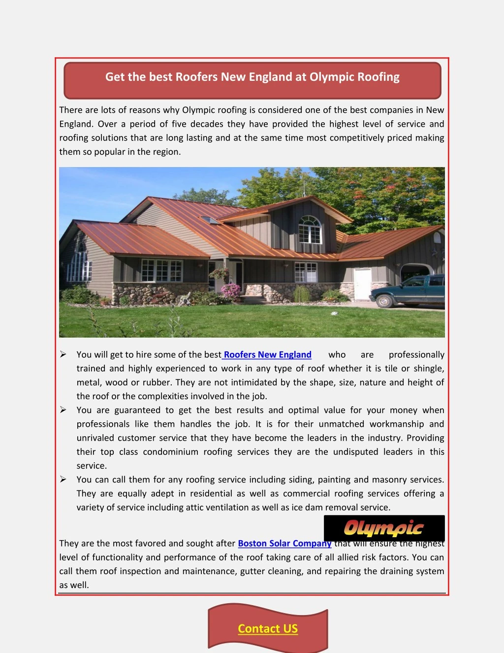 get the best roofers new england at olympic