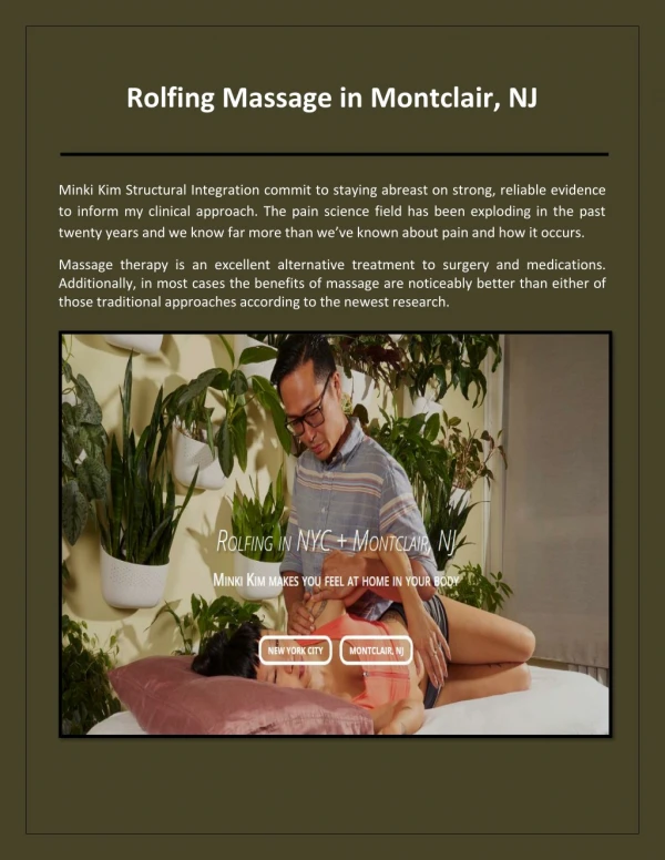 Deep tissue massage montclair NJ