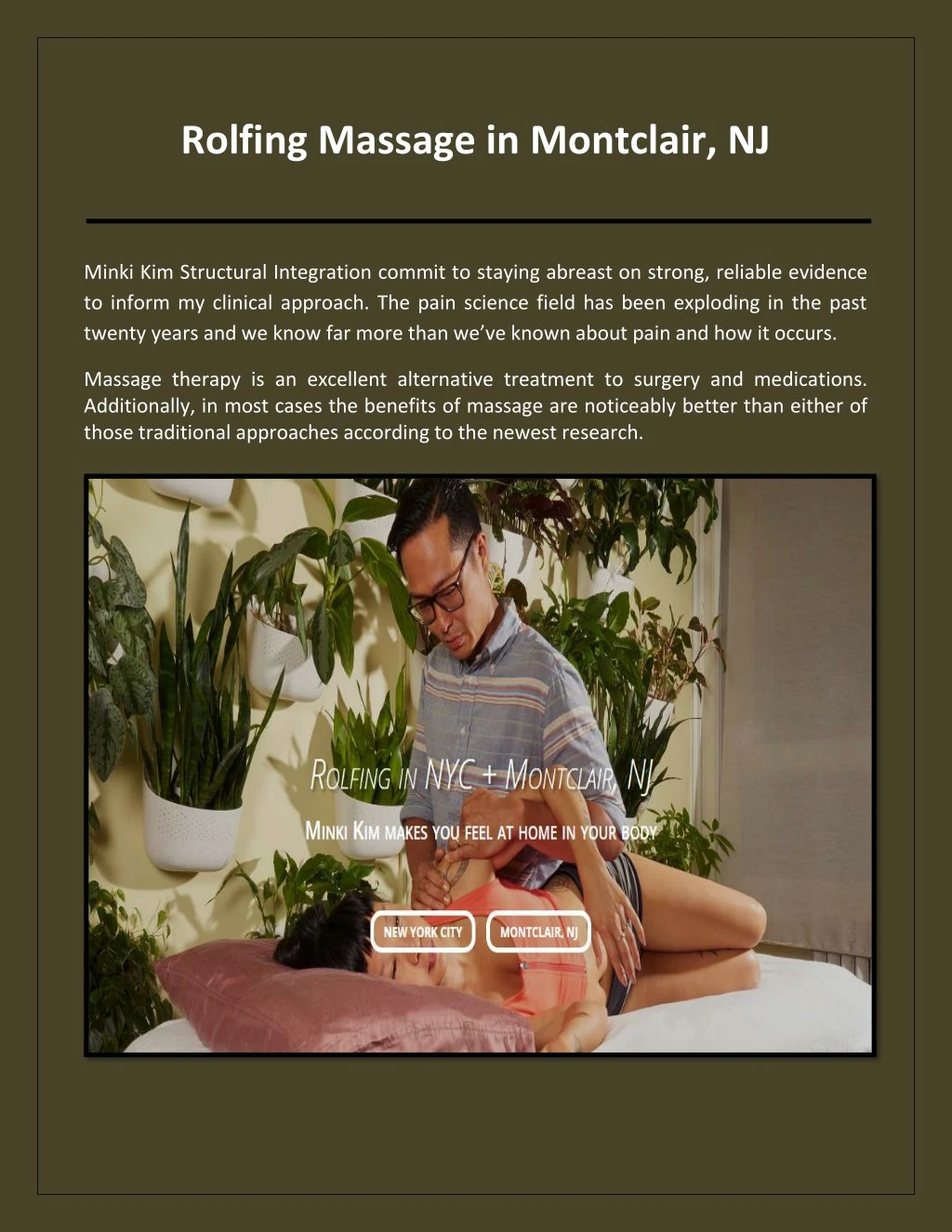 rolfing massage in montclair nj