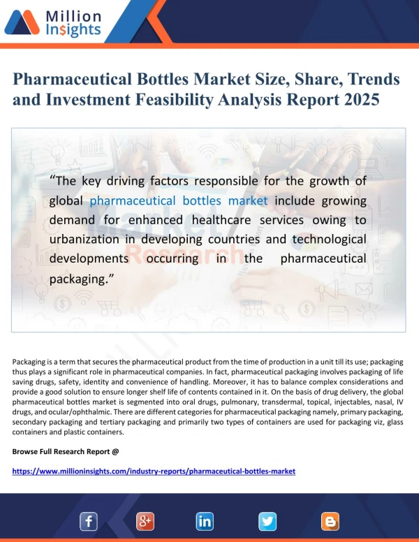 Pharmaceutical Bottles Market Size, Share, Trends and Investment Feasibility Analysis Report 2025
