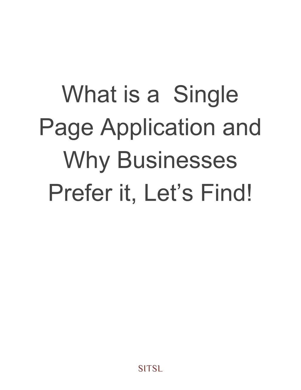what is a single page application