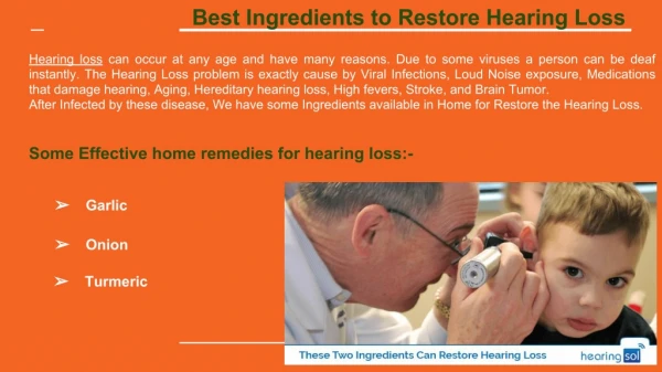 Best Ingredients To Restore Hearing Loss - Hearing Sol