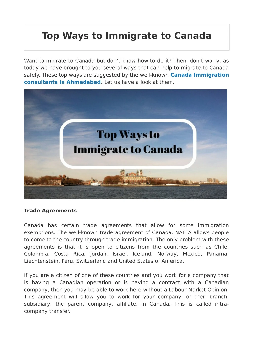 top ways to immigrate to canada