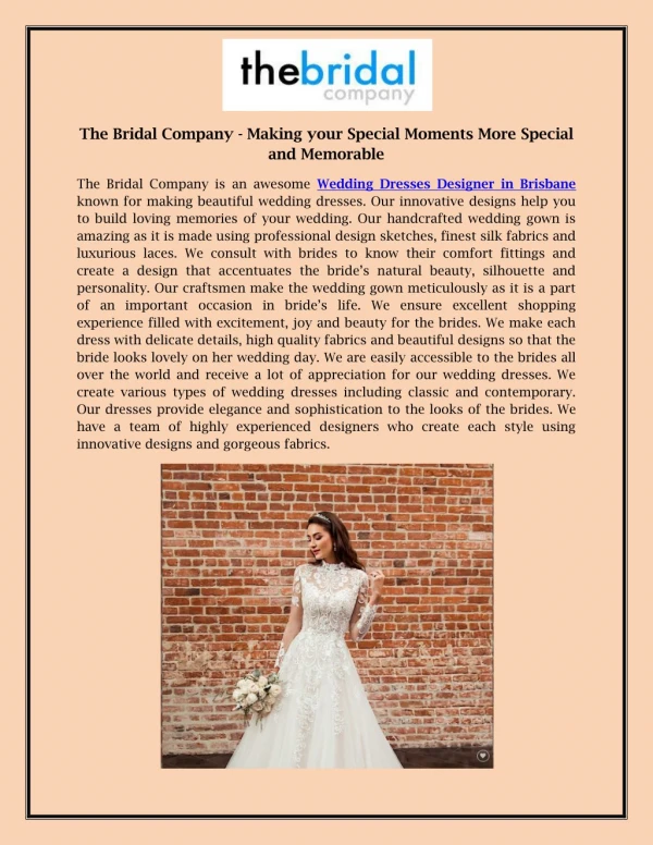 The Bridal Company - Making your Special Moments More Special & Memorable