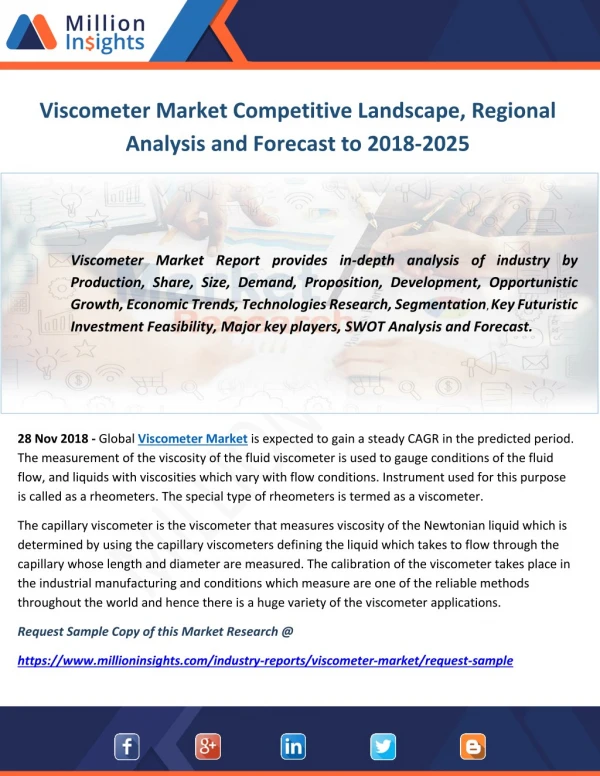 Viscometer Market Competitive Landscape, Regional Analysis and Forecast to 2018-2025