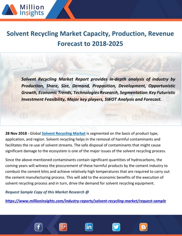 Solvent Recycling Market Capacity, Production, Revenue Forecast to 2018-2025