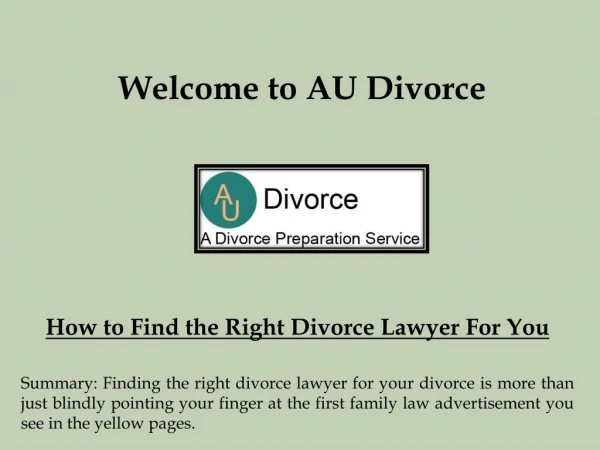 welcome to au divorce