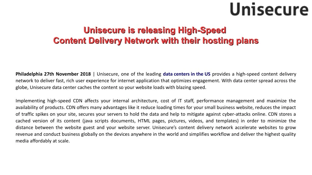 unisecure is releasing high speed unisecure