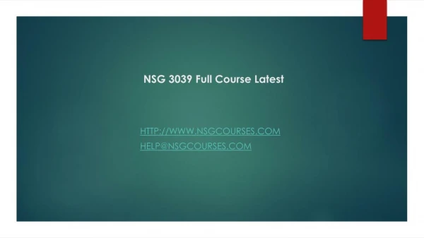 NSG 3039 Full Course Latest