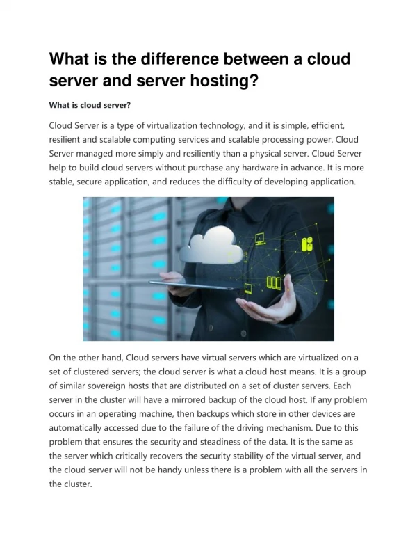 What is difference between a cloud server and server hosting?