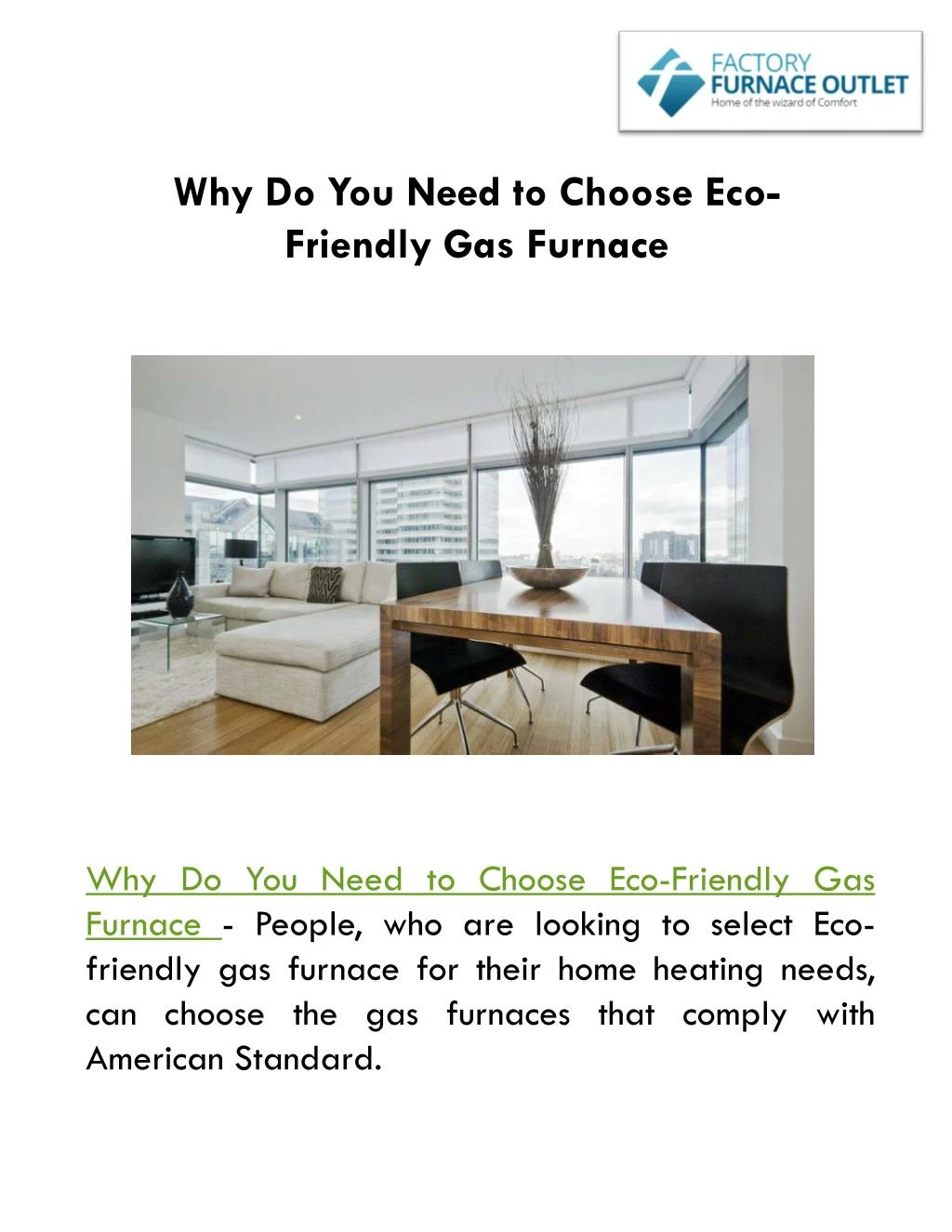 why do you need to choose eco friendly gas furnace