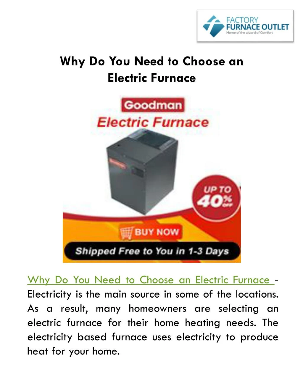 why do you need to choose an electric furnace
