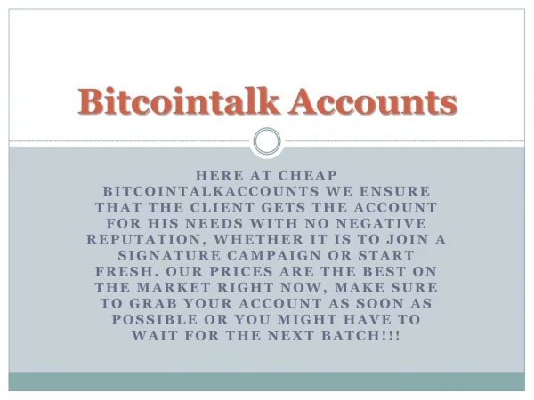 Buy Merit Bitcointalk & Bitcointalk Account