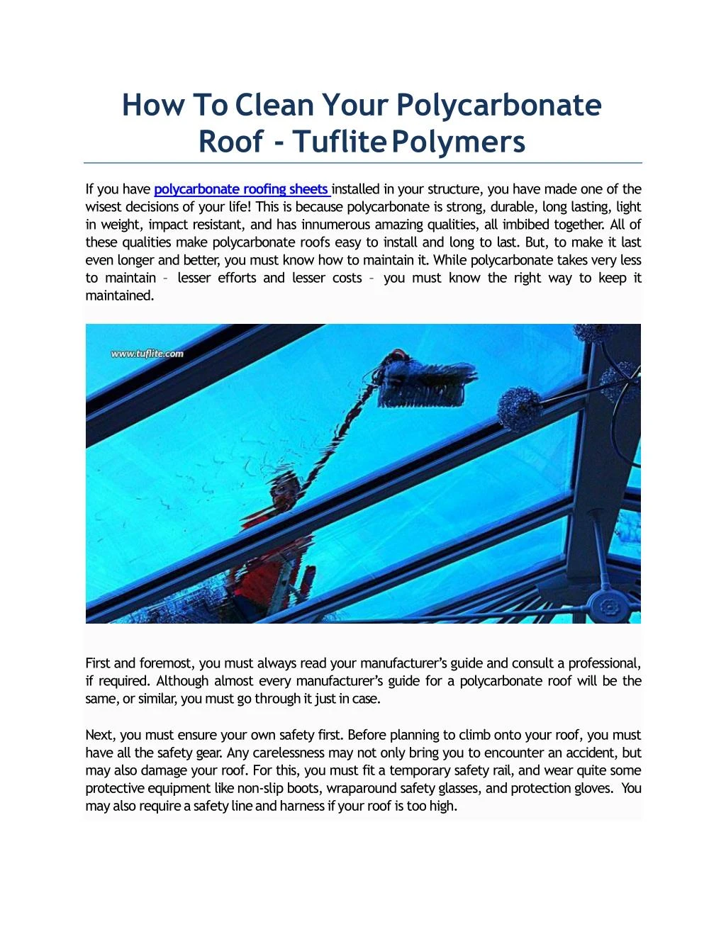 how to clean your polycarbonate roof tuflite polymers