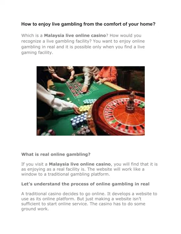 How to enjoy live gambling from the comfort of your home