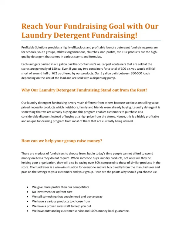 Reach Your Fundraising Goal with Our Laundry Detergent Fundraising