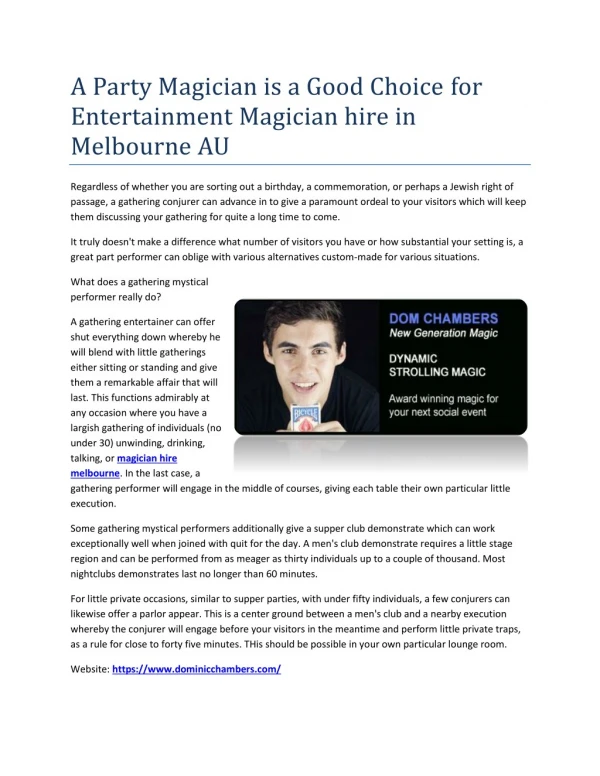 magician for hire melbourne