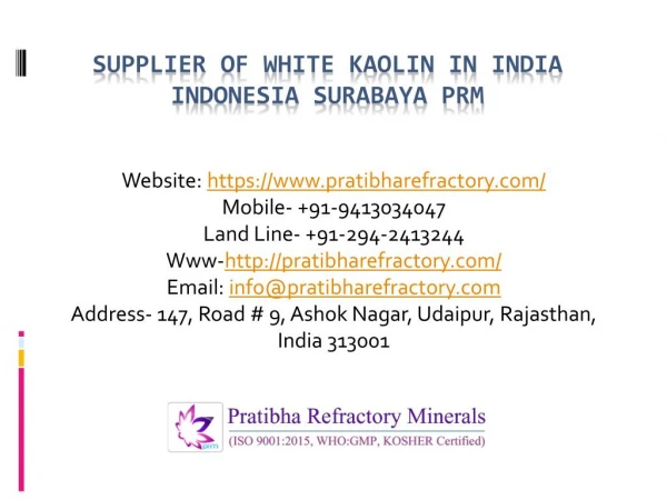 Supplier of White Kaolin in India Indonesia Surabaya PRM