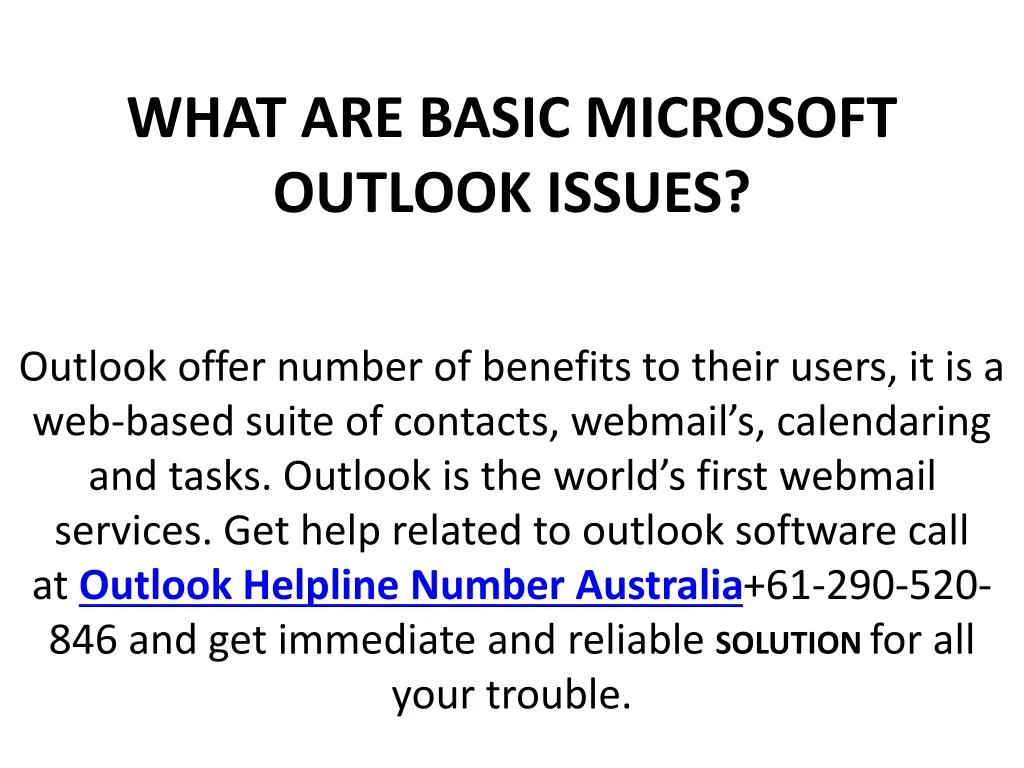 what are basic microsoft outlook issues