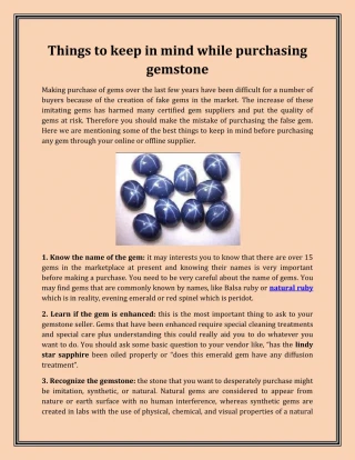 Things to keep in mind while purchasing gemstone - slide 1