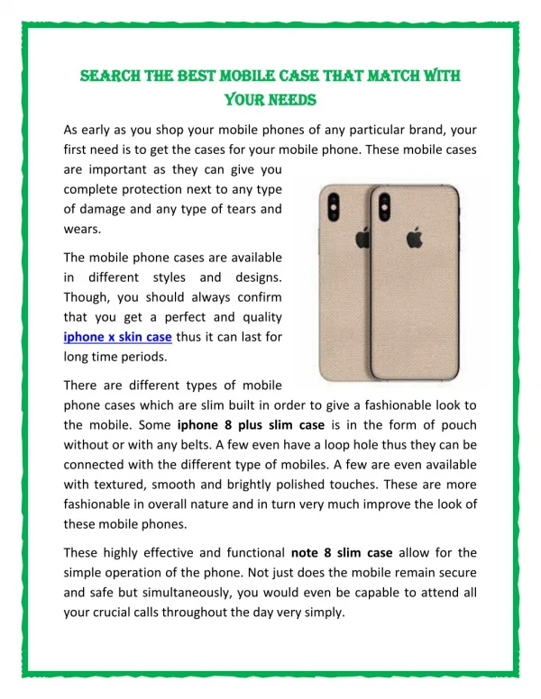 Search The Best Mobile Case That Match With Your Needs