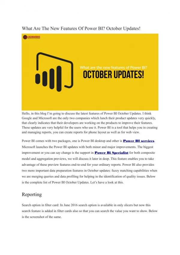 What Are The New Features Of Power BI? October Updates!