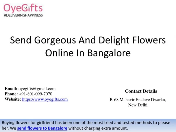 Send Gorgeous And Delight Flowers Online In Bangalore