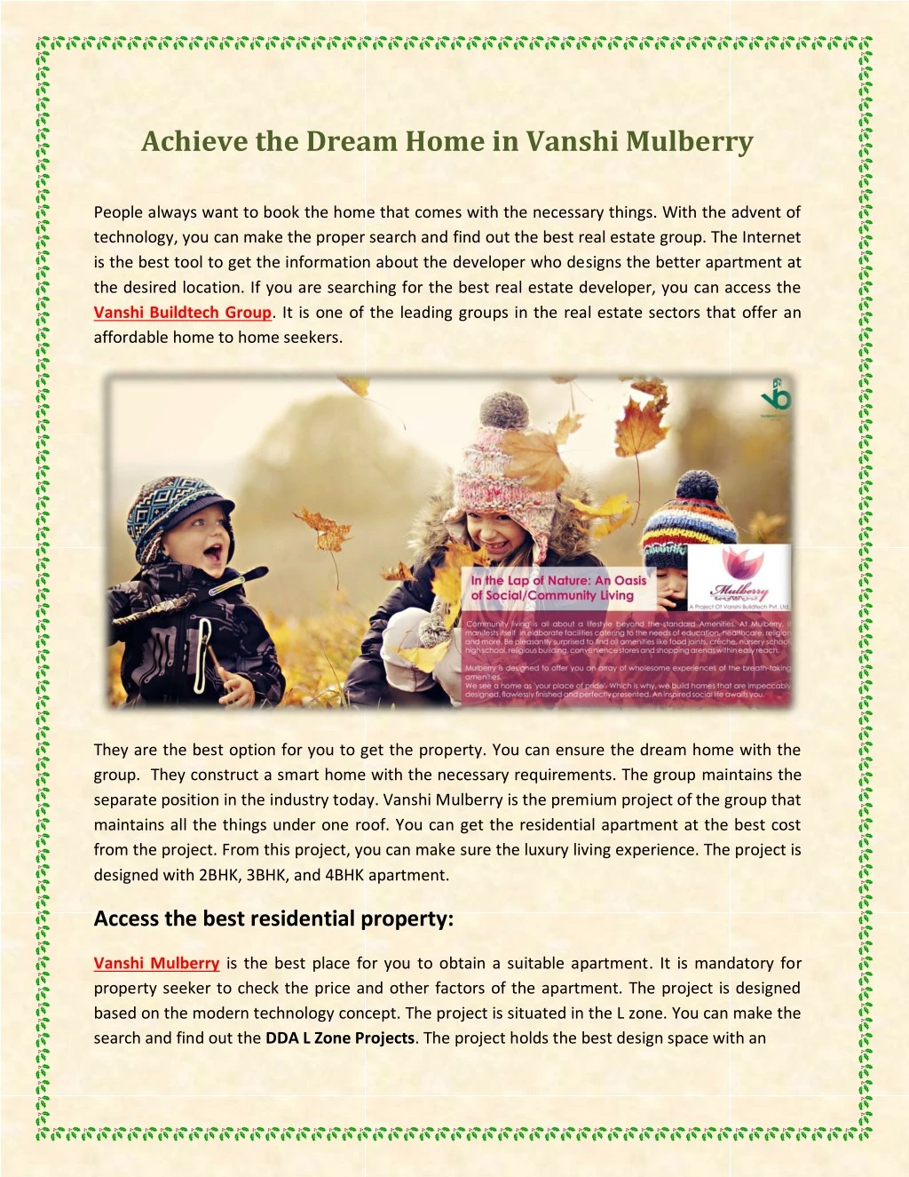 achieve the dream home in vanshi mulberry