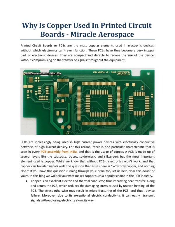 Why Is Copper Used In Printed Circuit Boards? Miracle Aerospace