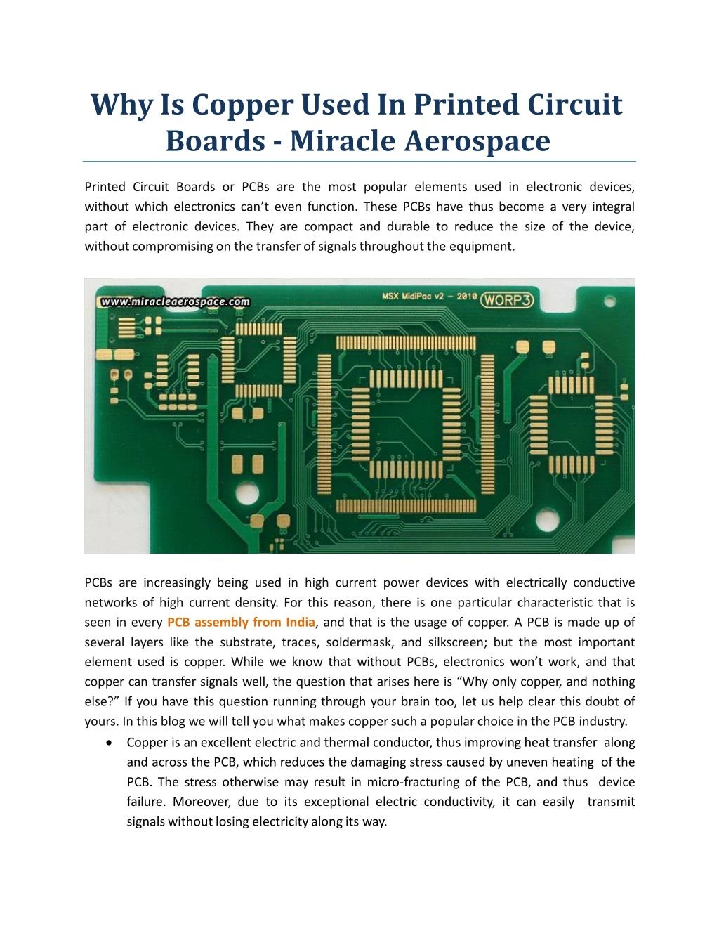 why is copper used in printed circuit boards miracle aerospace