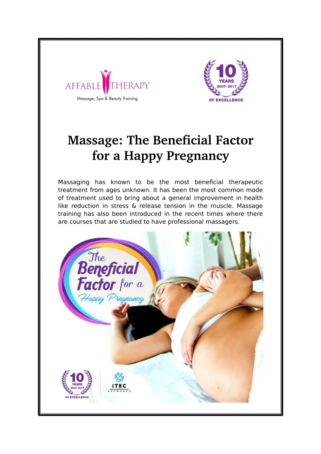 massage the beneficial factor for a happy