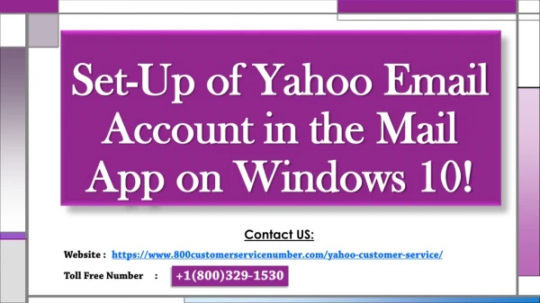 How to set up a Yahoo email account in the Mail app on Windows 10?